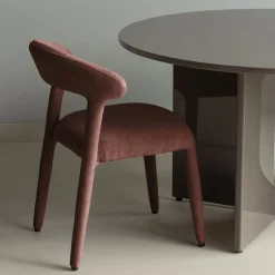 Woood Eetkamerstoel Sile Linnenlook Bordeauxrood Set van 2