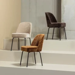 Woood Eetkamerstoel Vogue Chenille Bruin