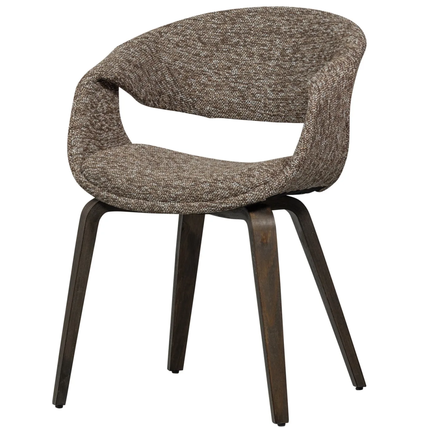 Woood Eetkamerstoel Yossi Bruin Met Houten Poot Donkerbruin