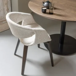 Woood Eetkamerstoel Yossi Naturel Met Houten Poot Donkerbruin