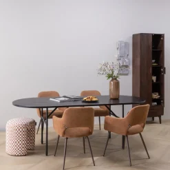 Woood Eettafel Arthur Ovaal Met H-poot Eiken Zwart