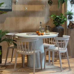 Woood Eettafel Damon Betonlook Wit Ø100cm