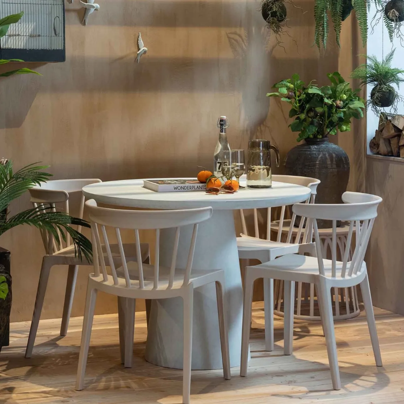 Woood Eettafel Damon Betonlook Wit Ø100cm