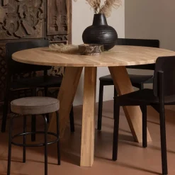 WOOOD Eettafel Rhonda Eikenhout Naturel Ø129cm