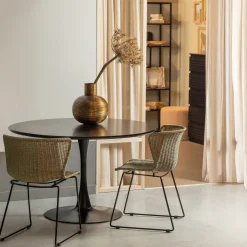 Woood Eettafel Sammy Trompetvoet Zwart Ø120cm