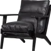 Woood Fauteuil Houston Leer Zwart