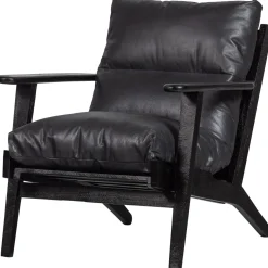 Woood Fauteuil Houston Leer Zwart