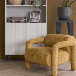 Woood Fauteuil Lenny In Grove Textuur Goud/Geel