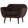 Woood Fauteuil Rocco Fluweel Donkerbruin
