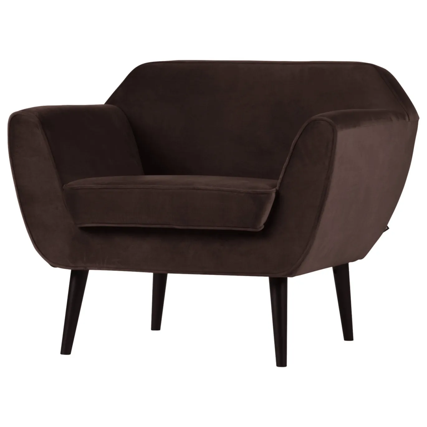 Woood Fauteuil Rocco Fluweel Donkerbruin