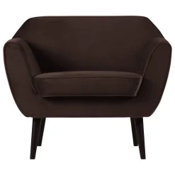 Woood Fauteuil Rocco Fluweel Donkerbruin