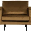 Woood Fauteuil Rodeo Velvet Honing Geel