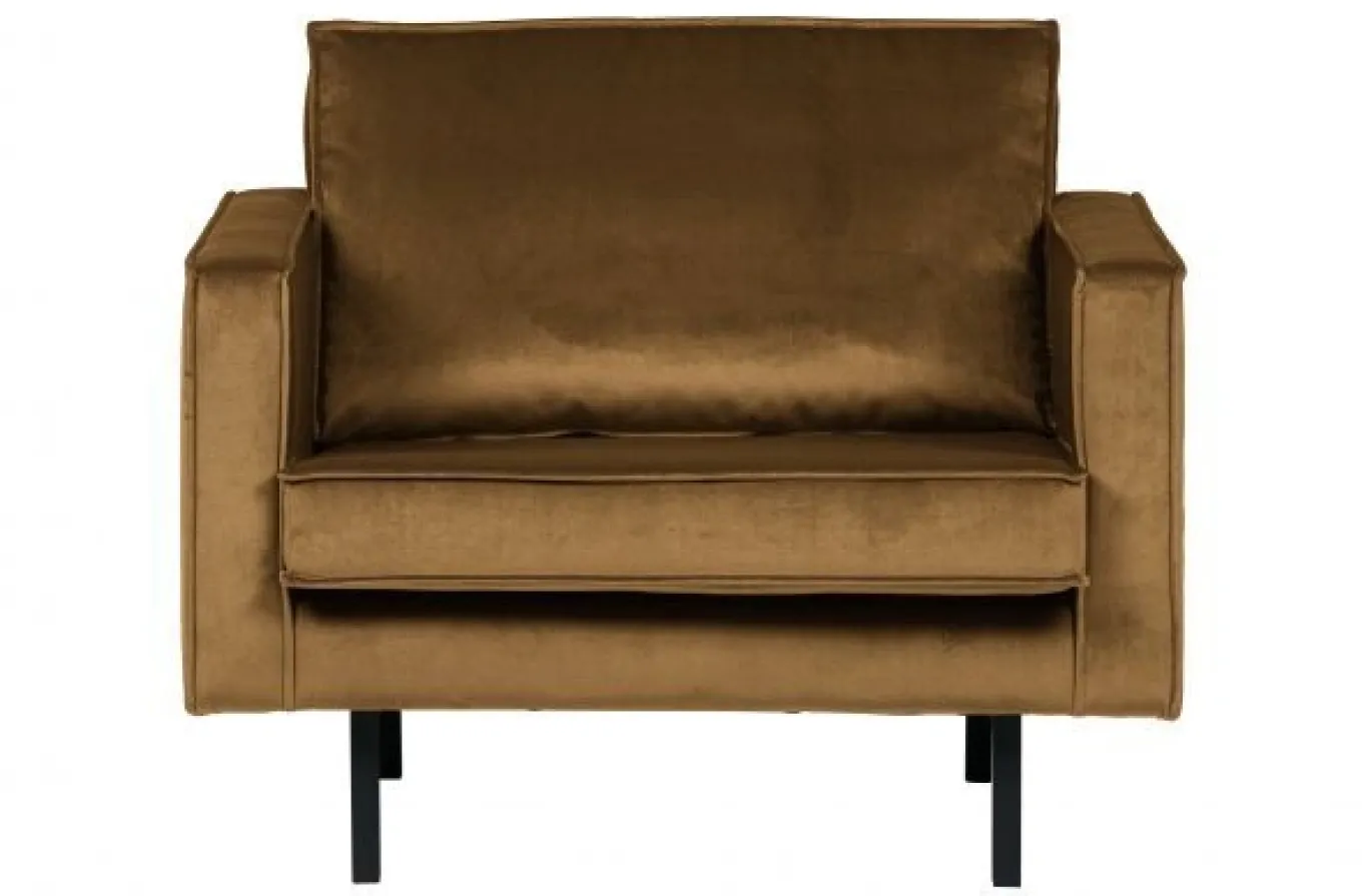 Woood Fauteuil Rodeo Velvet Honing Geel