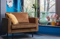 Woood Fauteuil Rodeo Velvet Honing Geel
