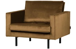 Woood Fauteuil Rodeo Velvet Honing Geel