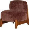 Woood Fauteuil Runi Hout Velvet Paars/Bruin