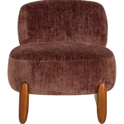 Woood Fauteuil Runi Hout Velvet Paars/Bruin