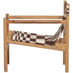 Woood Fauteuil Zano Hout Bruin Met Kelim Zitting Naturel