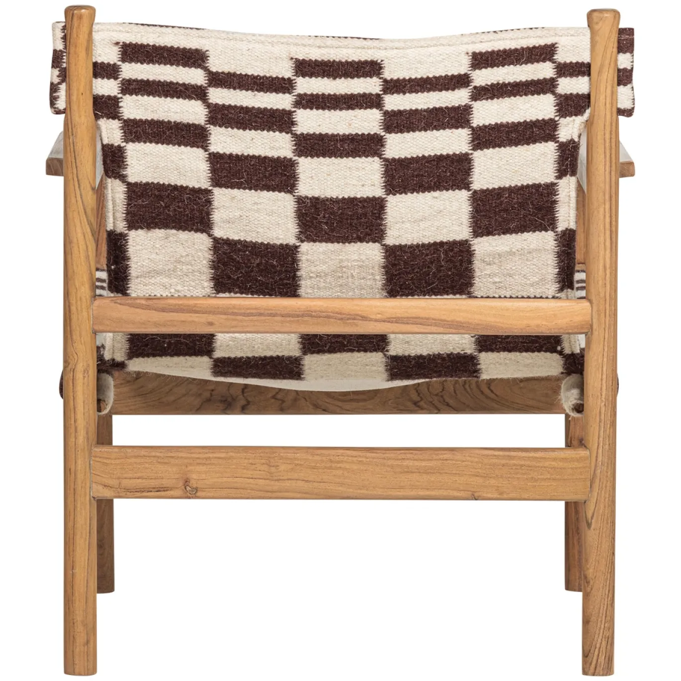 Woood Fauteuil Zano Hout Bruin Met Kelim Zitting Naturel