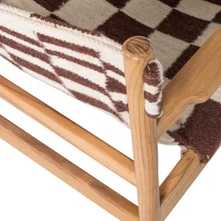Woood Fauteuil Zano Hout Bruin Met Kelim Zitting Naturel