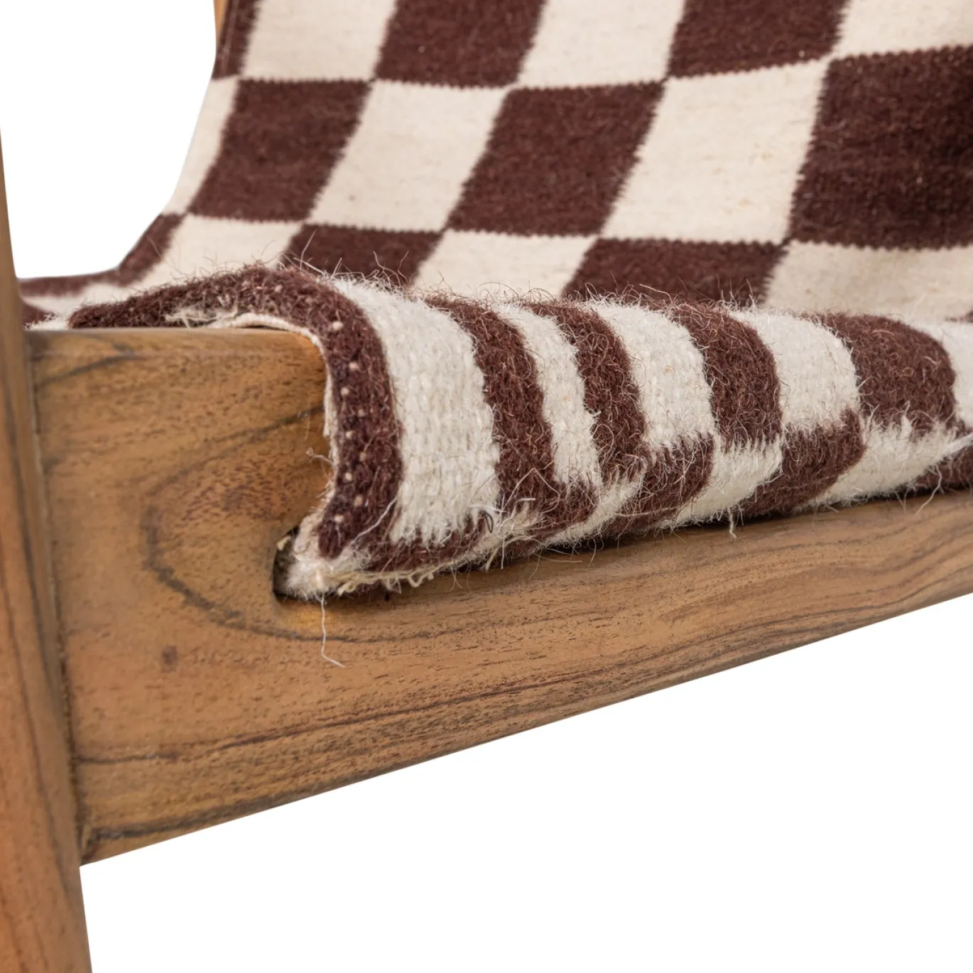 Woood Fauteuil Zano Hout Bruin Met Kelim Zitting Naturel