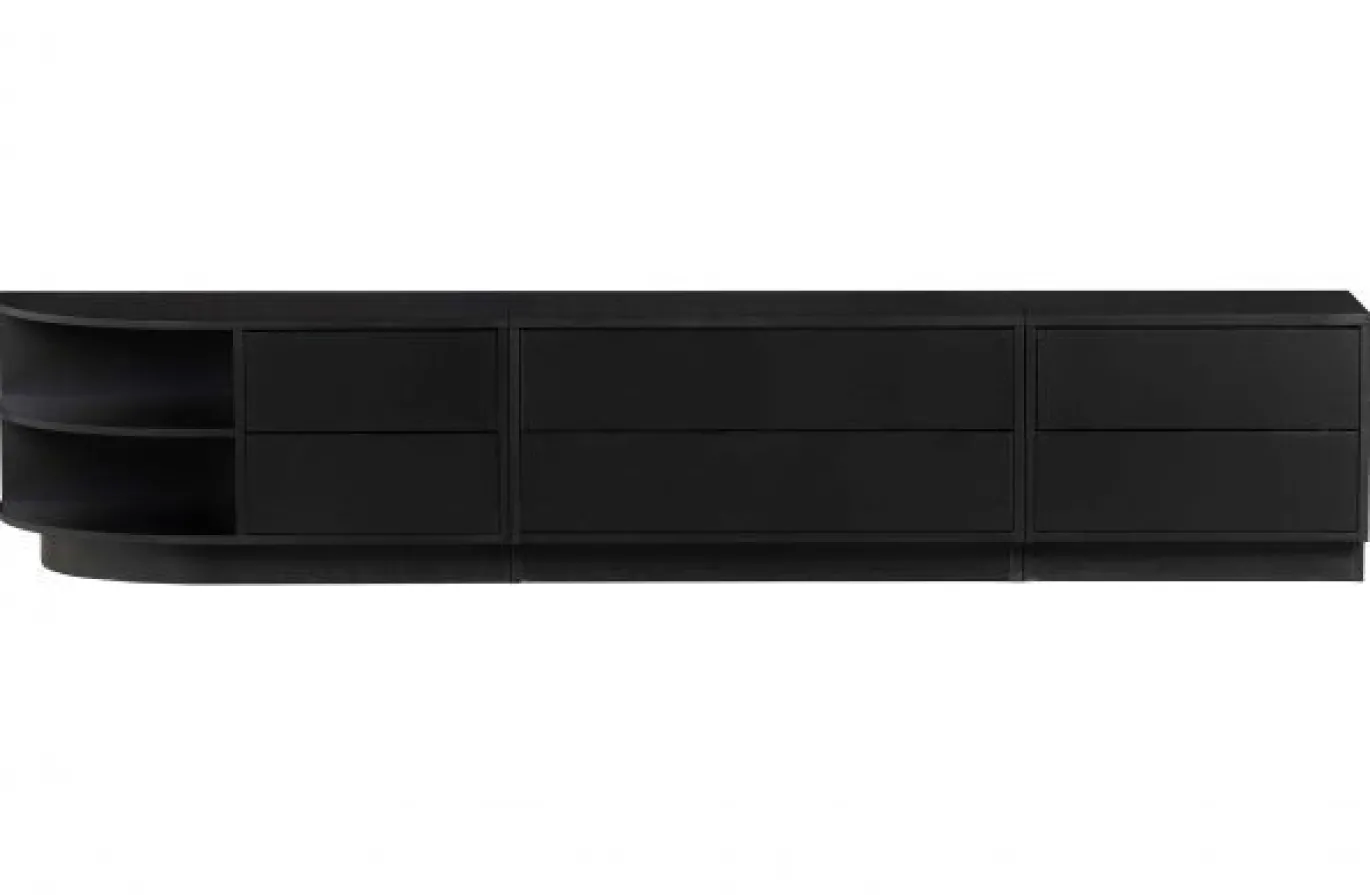 Woood Finca Tv Meubel Rond Links 78 Cm Grenen Zwart