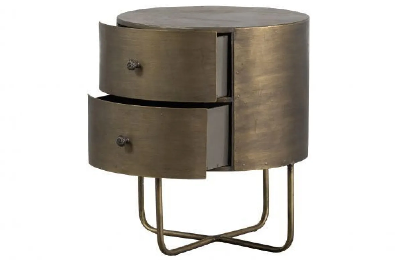Woood Glossy Rond Kastje Metaal Antique Brass
