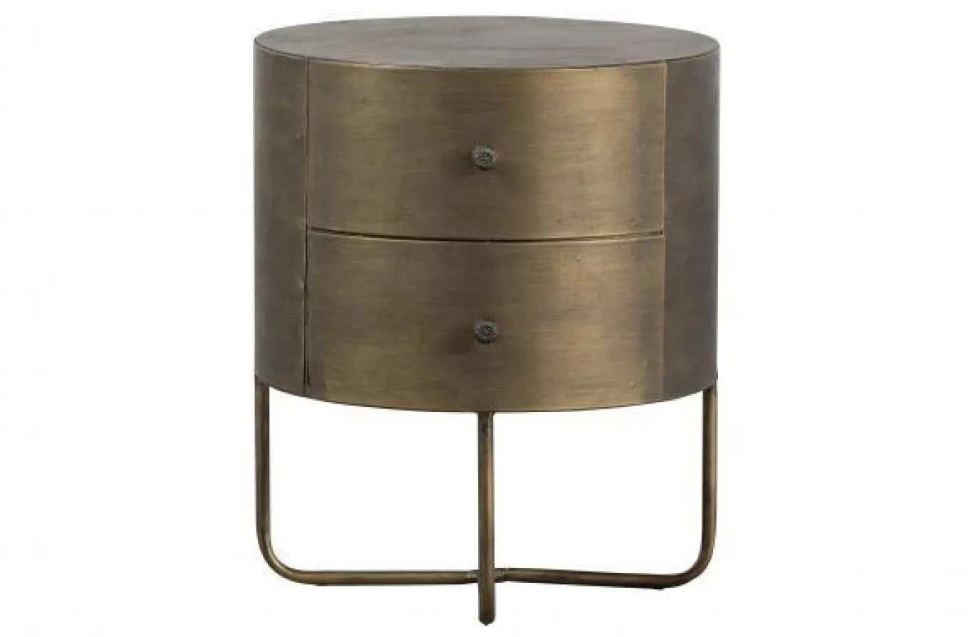 Woood Glossy Rond Kastje Metaal Antique Brass