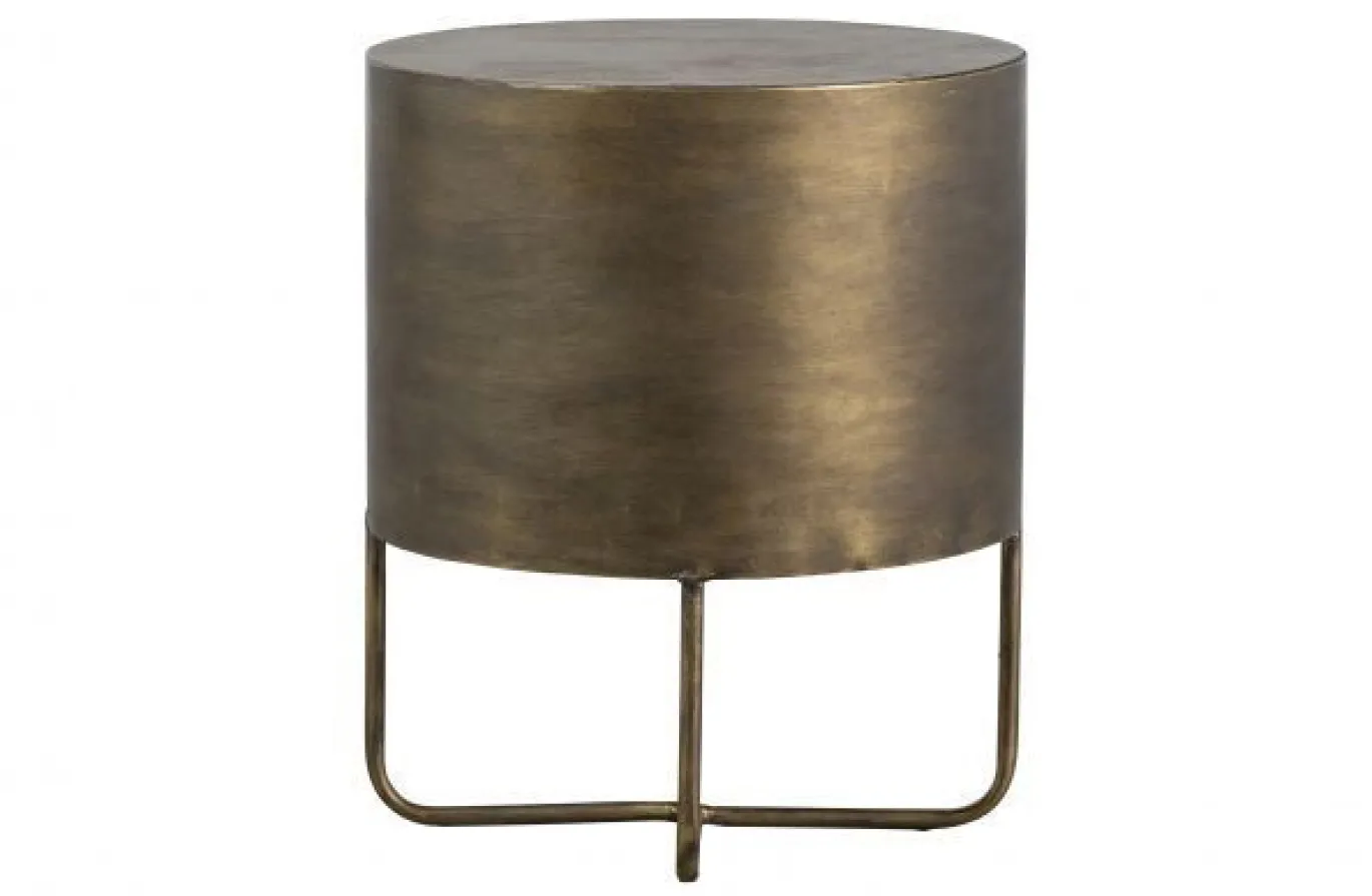 Woood Glossy Rond Kastje Metaal Antique Brass