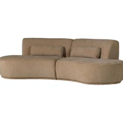 Woood Half Ronde Bank Batavier 4-zits Velvet Melange Lichtbruin