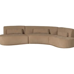 Woood Half Ronde Bank Batavier 6-zits Velvet Lichtbruin Melange