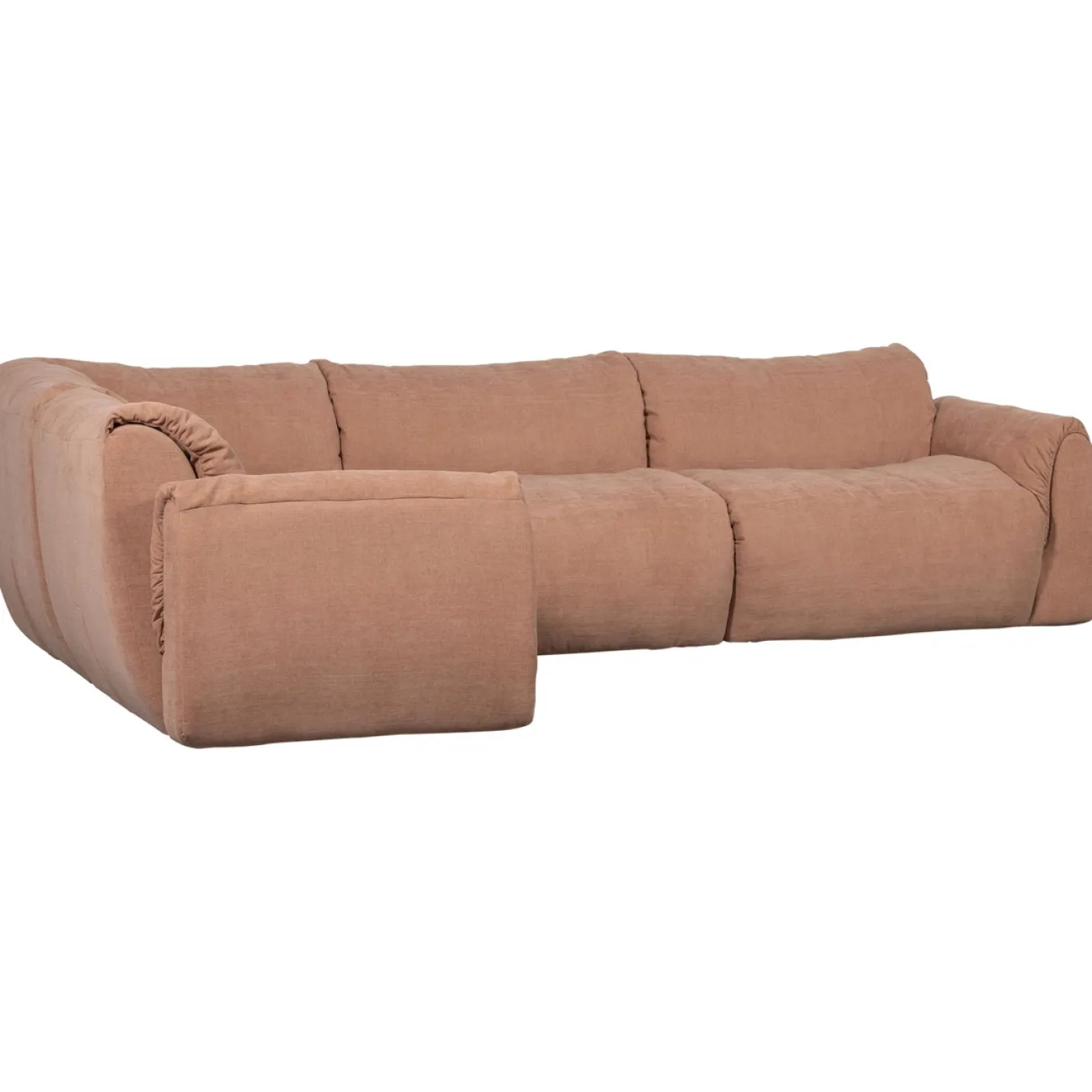 Woood Hoekbank Baggy Links Geweven Chenille Oud Roze