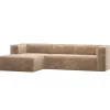 Woood Hoekbank Bean Links Chenille Velvet Perzikroze