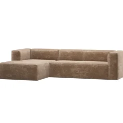 Woood Hoekbank Bean Links Chenille Velvet Taupe