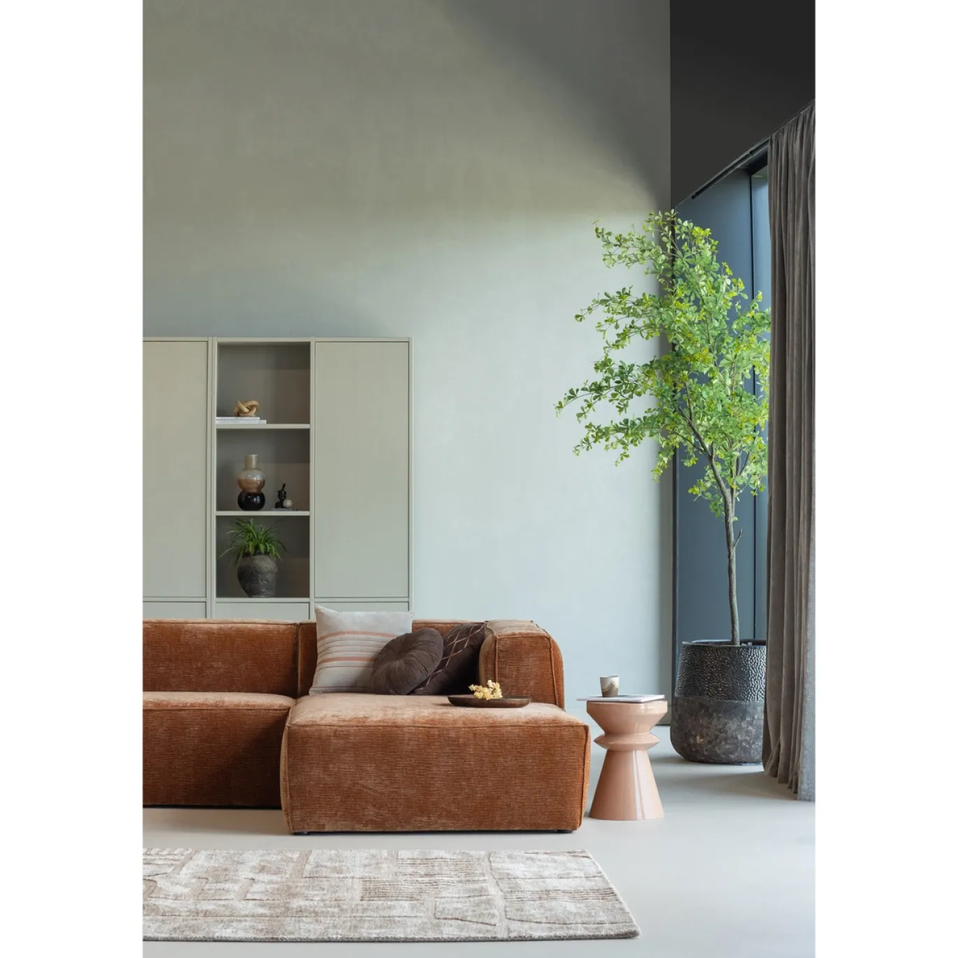 Woood Hoekbank Bean Rechts Chenille Velvet Terra