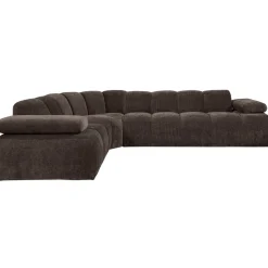 Woood Hoekbank Mojo Links Ribstof Bruin