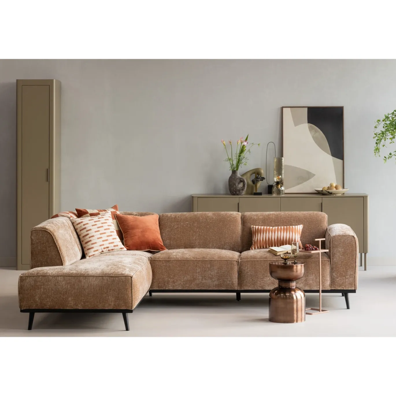 Woood Hoekbank Statement Links Chenille Velvet Taupe