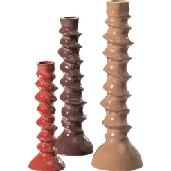 Woood Kandelaar Bexi Metaal Bruin/Rood Set van 3