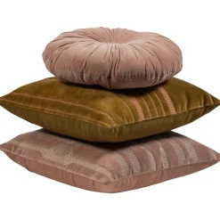 Woood Kussens Feis Velvet Roze/naturel Set Van 3