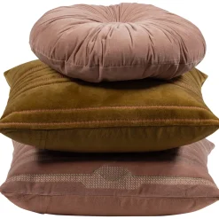 Woood Kussens Feis Velvet Roze/naturel Set Van 3