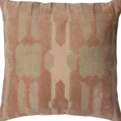 Woood Kussens Feis Velvet Roze/naturel Set Van 3