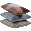 Woood Kussens Laon Velvet Naturel/blauw Set Van 3