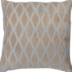 Woood Kussens Laon Velvet Naturel/blauw Set Van 3