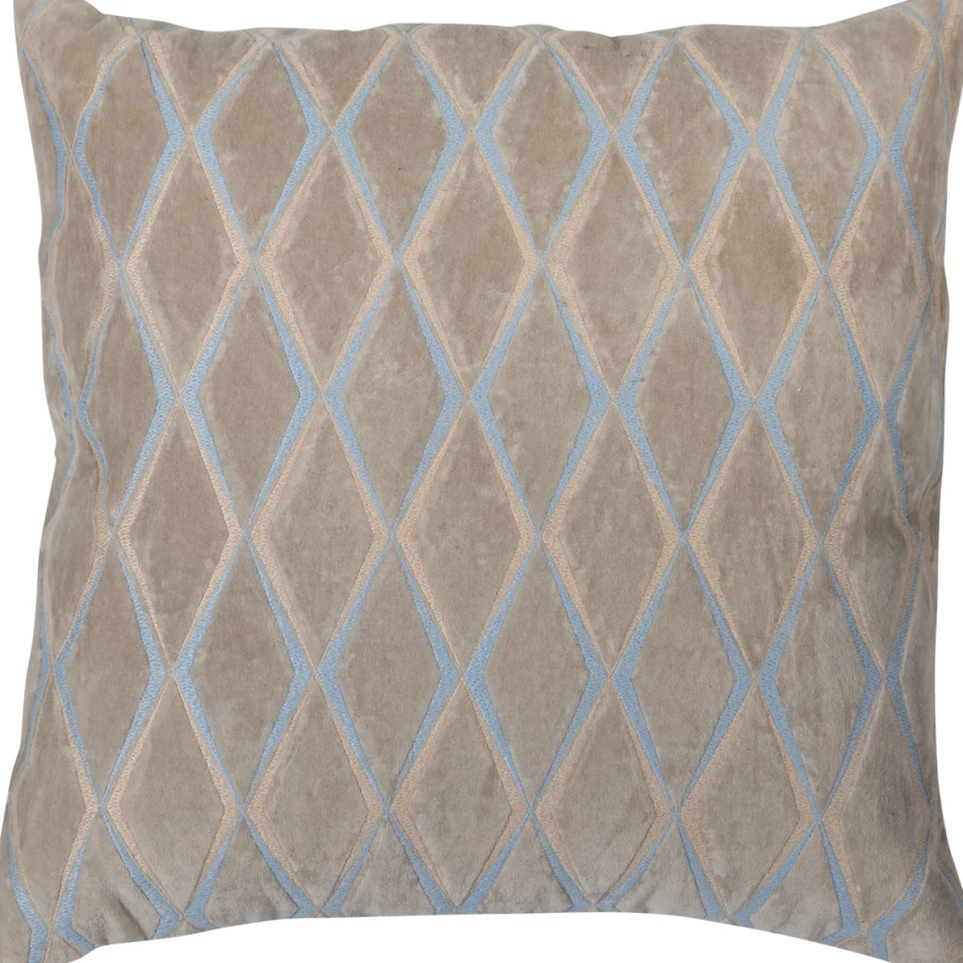 Woood Kussens Laon Velvet Naturel/blauw Set Van 3