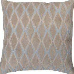 Woood Kussens Laon Velvet Naturel/blauw Set Van 3