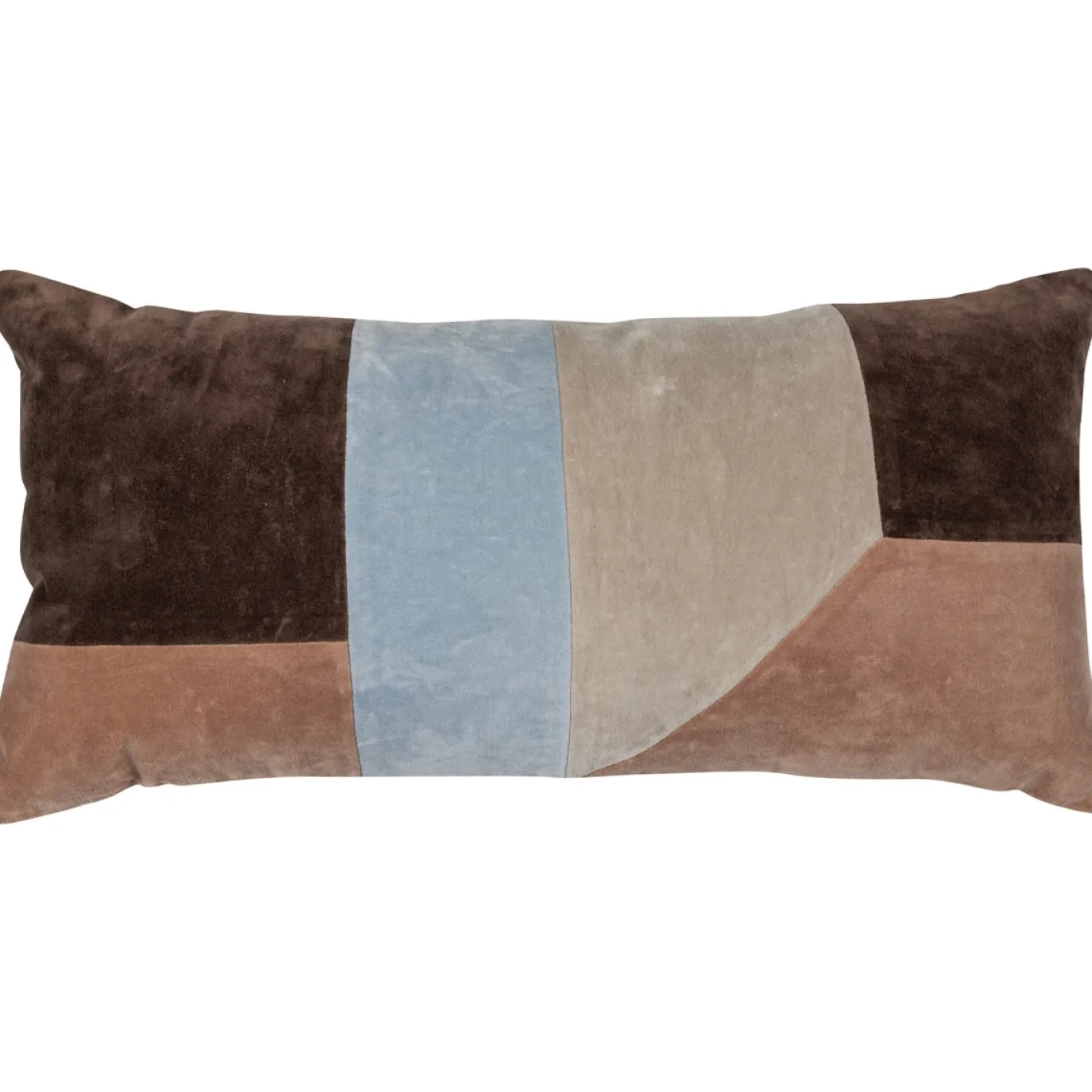 Woood Kussens Laon Velvet Naturel/blauw Set Van 3