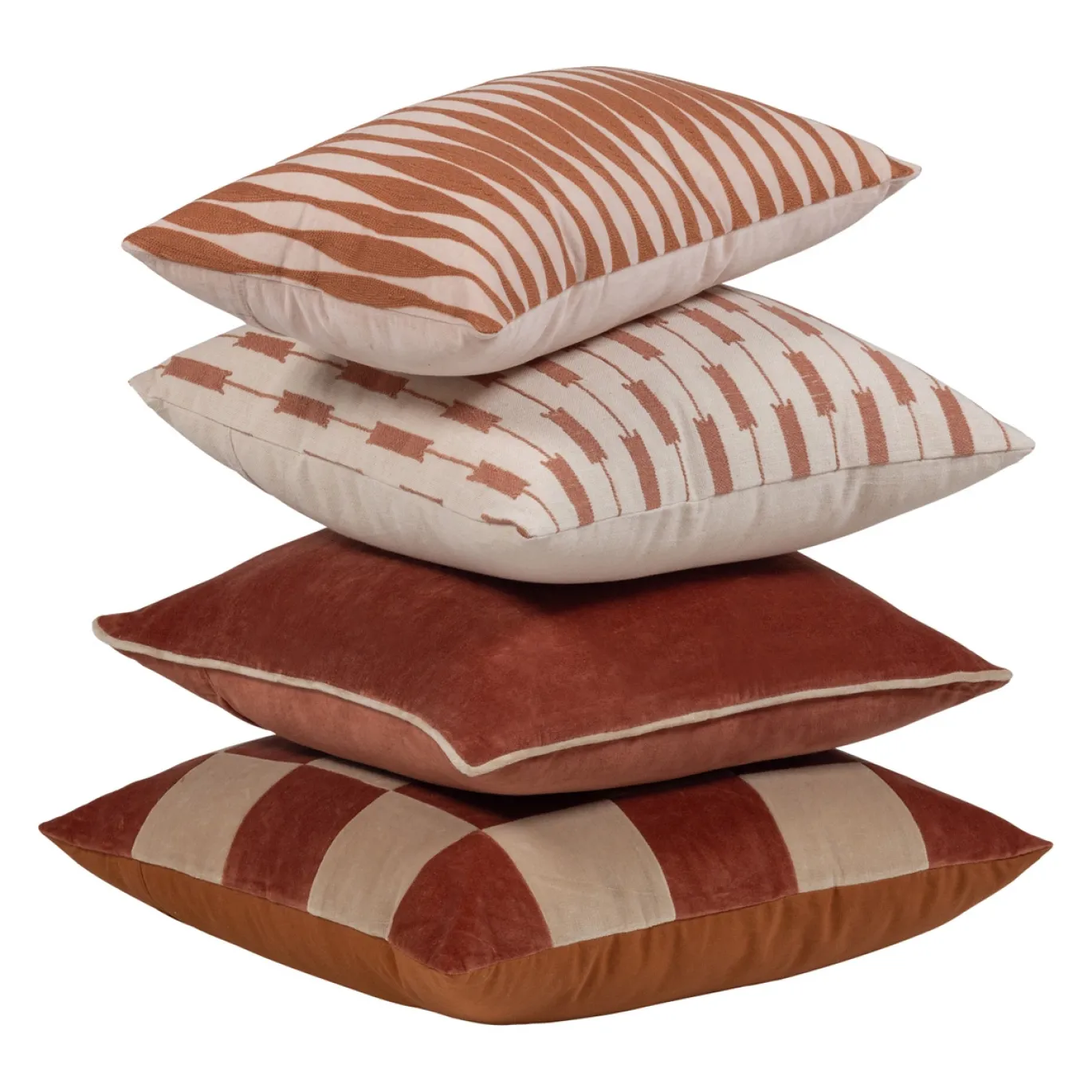 Woood Kussens Zena Roze/roestbruin Set van 4