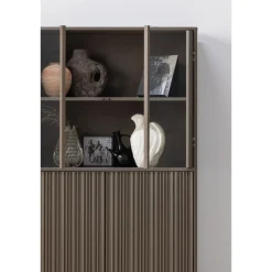 Woood Lage Vitrinekast Nova Grenen Truffel Bruin