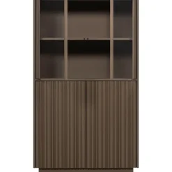 Woood Lage Vitrinekast Nova Grenen Truffel Bruin