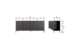 Woood New Gravure Dressoir 200 Cm Grenen Zwart